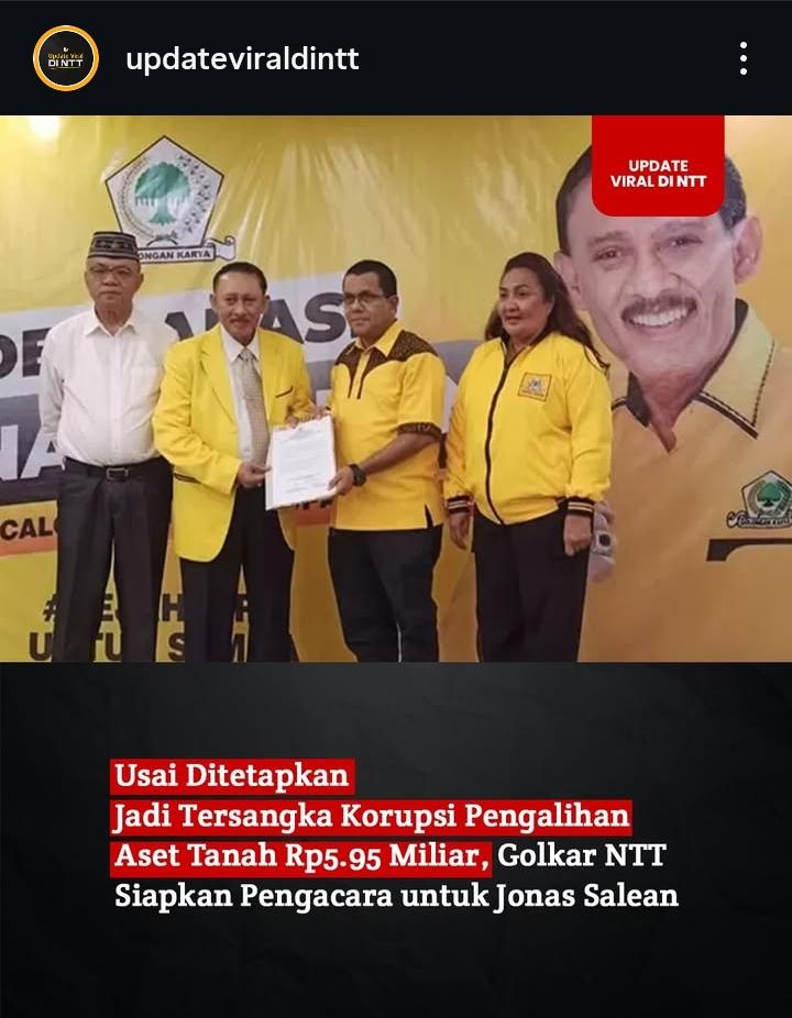 Kasus Aset Tanah Kupang, Golkar Siap Dampingi Jonas Salean Jalani Proses Hukum